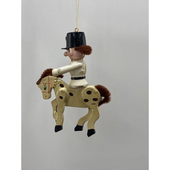 Vintage Toy Soldier Guard on Horse Folk Art Style Wooden Wood Hanging Ornament - Picture 10 of 12